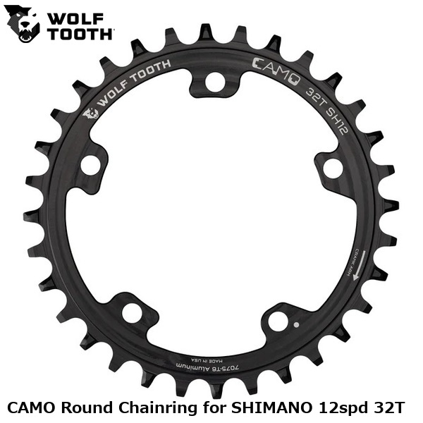 WOLF TOOTH ウルフトゥース CAMO Round Chainring for SHIMANO 12spd 32T