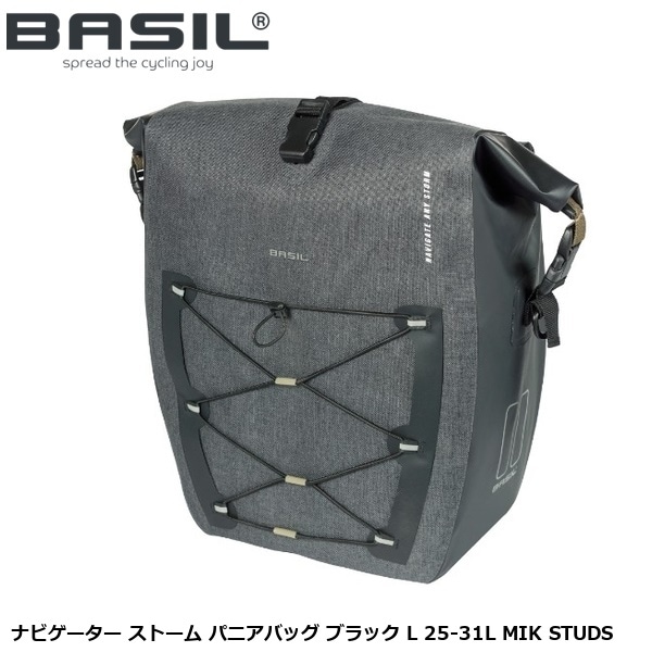 BASIL バジル ナビゲーター ストーム パニアバッグ ブラック L 25-31L MIK STUDS