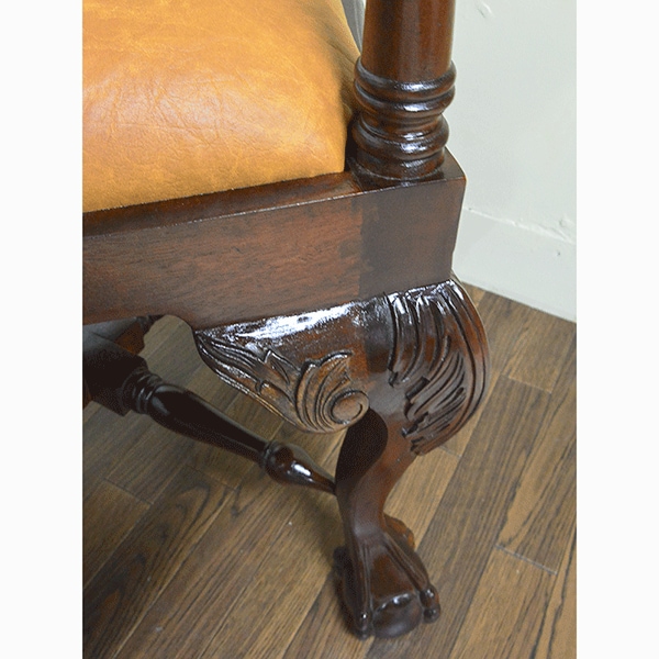 マホガニー家具：チッペンデールコーナー313c肘付き【送料無料