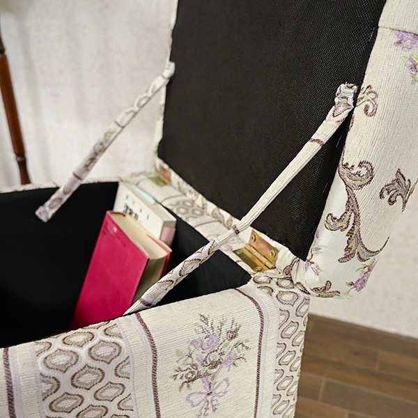 ローズ ロココ 収納 ファブリック ボックス スツール シルバー 人気