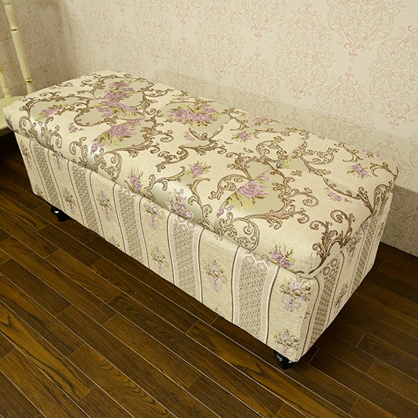 ローズロココ ベンチボックスソファ：A01_02:シルバー|アンティーク調