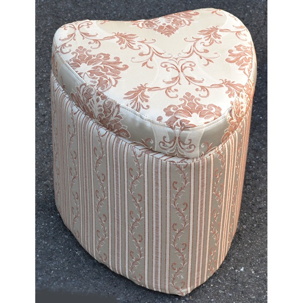 ロココ調ファブリックボックススツールA07：ハート：ゴールド（送料