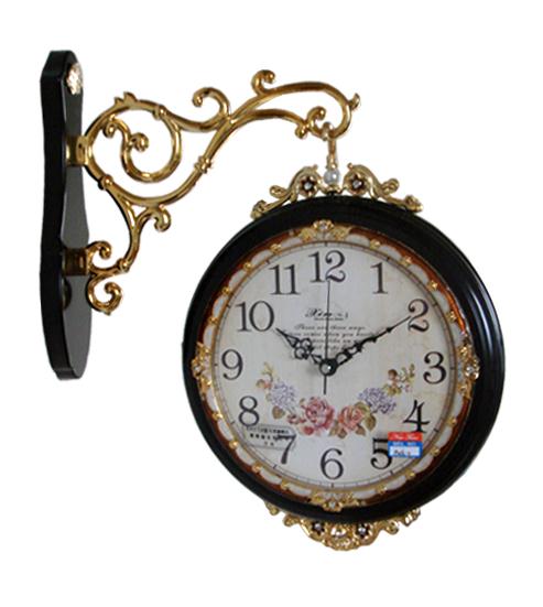 可愛いお花の両面時計：茶|アンティーク調家具、輸入家具、ロココ調