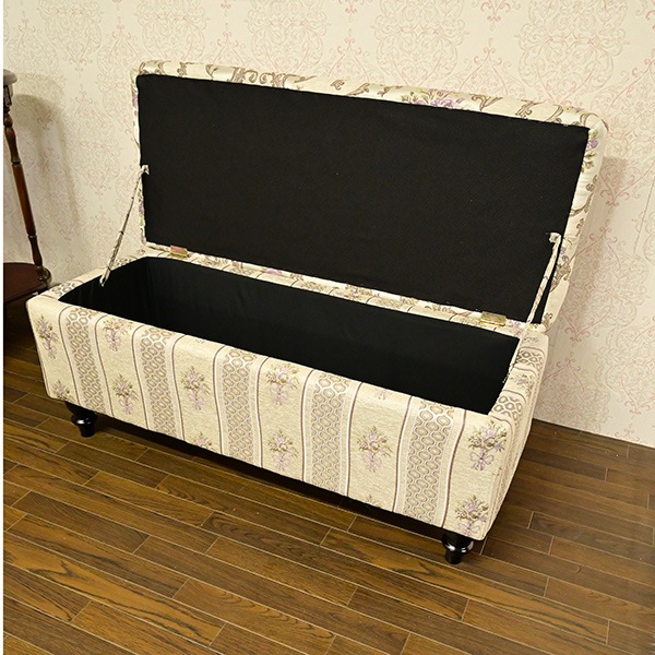 ロココ調ベンチボックスソファ：A01_02:ピンク