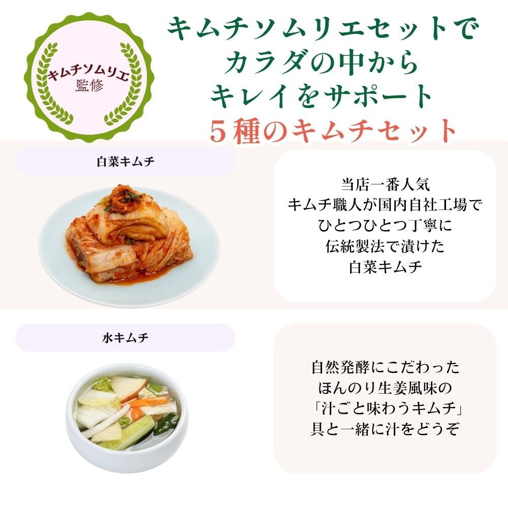 【5種セット】キムチソムリエセット（白菜・水キムチ・ごぼう・梅干し・セロリ）