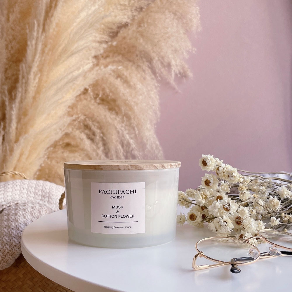 パチパチキャンドル＜ムスク＆コットンフラワー＞