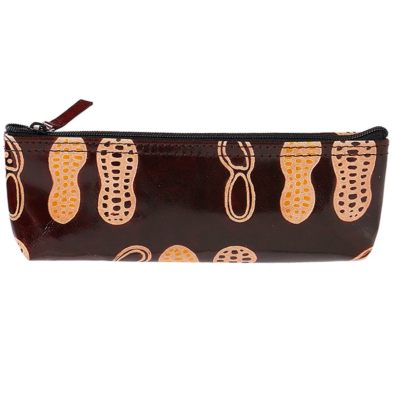 山羊革 ペンケース ピーナッツ柄（こげ茶） | 第3世界ショップ 卸販売