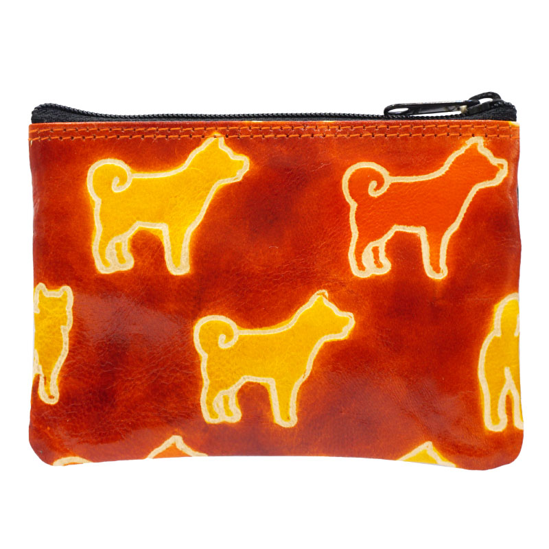 山羊革 小銭入れ 柴犬柄（茶） | 第3世界ショップ 卸販売用