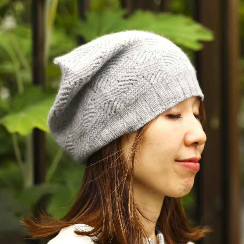 カシミヤ100％ ニット帽（ライトグレー） | 第3世界ショップ 卸販売用