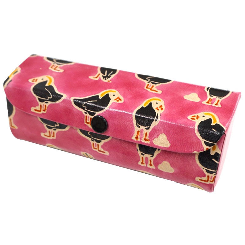 山羊革 メガネケース エトピリカ柄（ピンク） | 第3世界ショップ 卸
