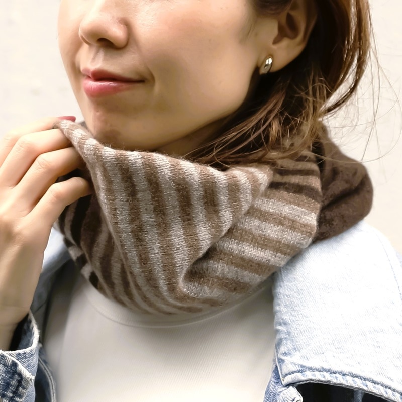 ヤク100％ ダブルスヌード（しましま＆ブラウン） | 第3世界ショップ