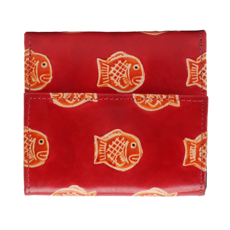 赤い三つ折り財布 専用ページ 山羊革 三つ折り財布 たい焼き柄（赤） | 第3世界ショップ 卸販売用