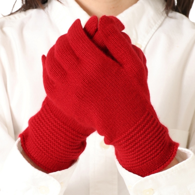 カシミヤ100％ 5本指手袋（赤） | 第3世界ショップ 卸販売用
