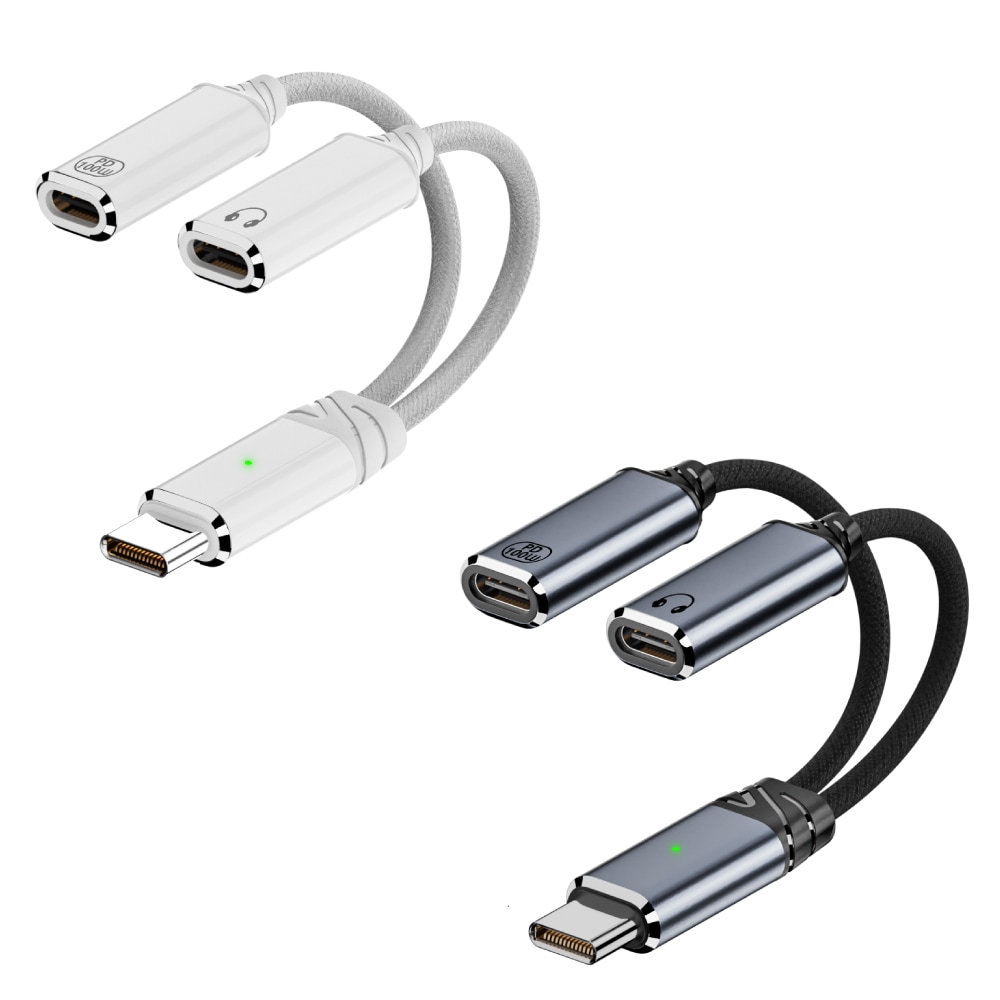【充電しながら 2in1】Type-Cイヤホン変換ケーブル PD100W超急速充電＆高音質DAC搭載 Type-C to Type-C イヤホン変換アダプタ iPhone16 / 15対応 Android iPad MacBook Galaxy Pixel Surface ノートPC対応 通話 マイク 音量調整 アルミ合金製