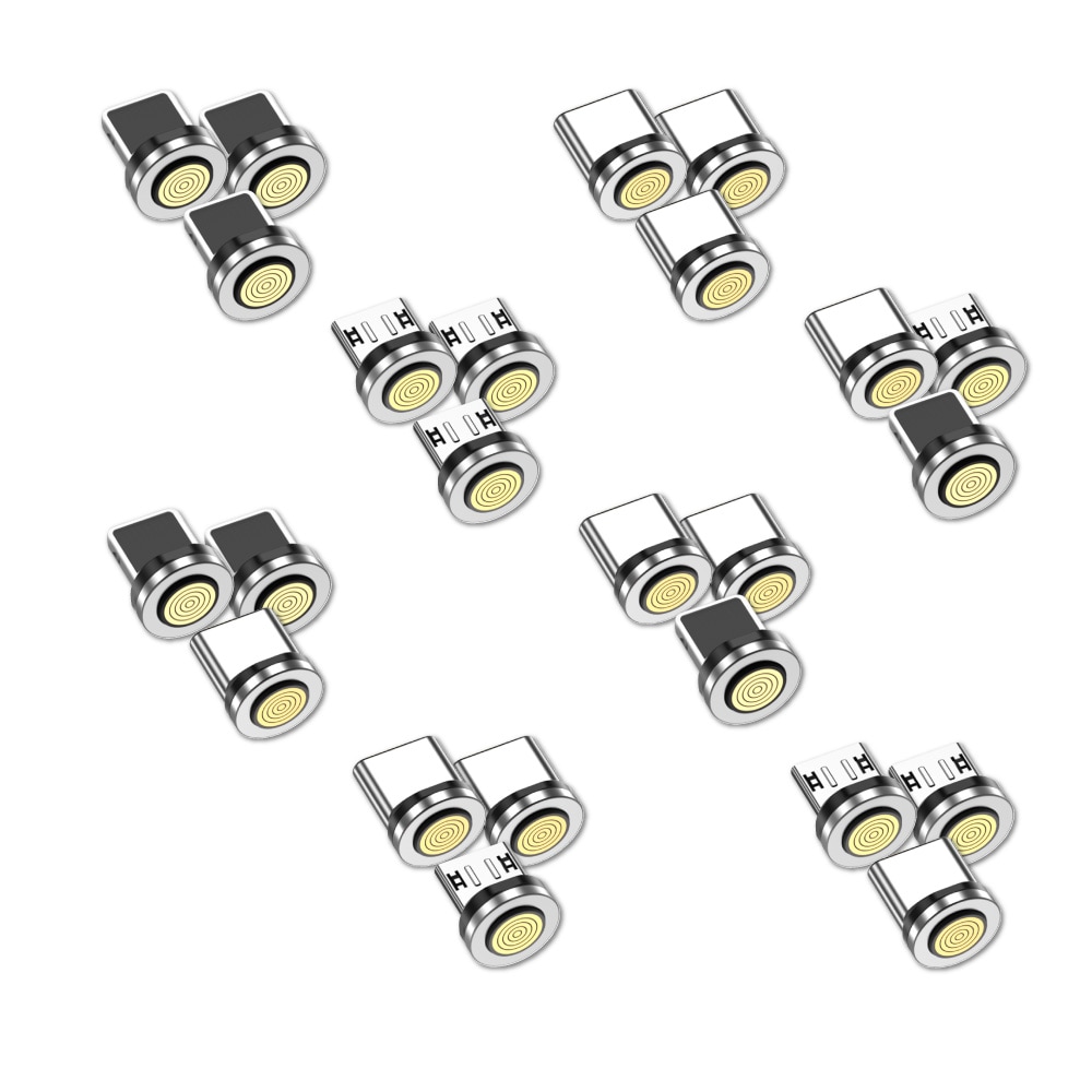 【9PIN 端子のみ】USB C Type-C PD 100W マグネット充電コネクタ Lightning MicroUSB iPhone iPad ノートパソコン Android スマホ タブレット 全機種対応 高速充電 データ転送 プラグ ヘッド アダプター 防塵キャップ アタッチメント 3個セット