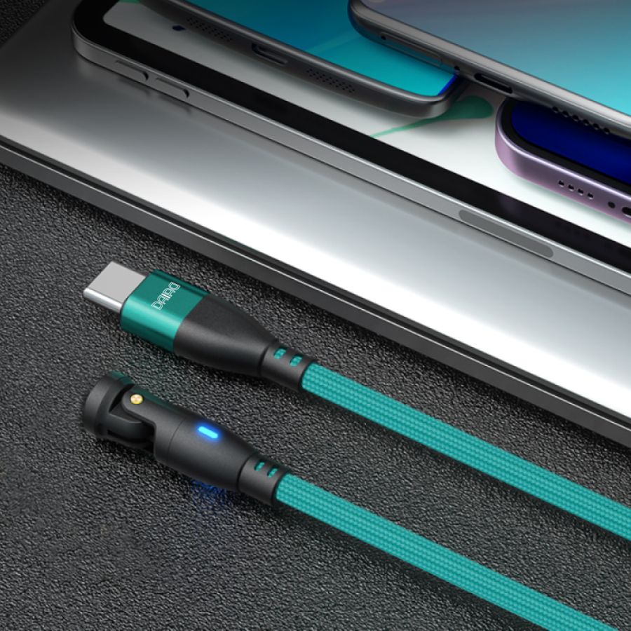 【9PIN ケーブルのみ 1.8m】PD 100W USBC Type-C マグネット充電ケーブルのみ 高速充電 データ転送 急速 QC3.0 iPadPro ノートPC MacBook ChromeBook Galaxy MicroUSB Lightning iPhone iPad スワップ充電 防塵 LED eMarker 5A