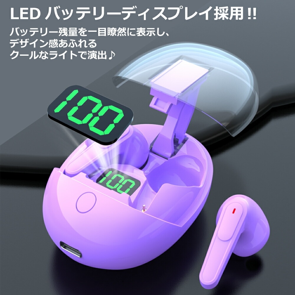 【押すだけで開く】ワイヤレスイヤホン Bluetooth5.3 EDR ACCコーデック コードレス イヤホン 自動ペアリング ワンタッチ操作 ハンズフリー通話 ブルートゥースイヤホン iPhone Android 通勤 通学 運動 Type-C 残量表示 たまごサイズ かわいい