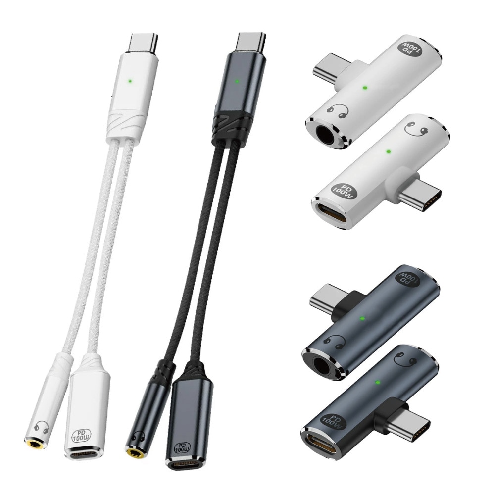【充電しながら 2in1】Type-C to 3.5mm イヤホン変換ケーブル 充電アダプター PD対応
