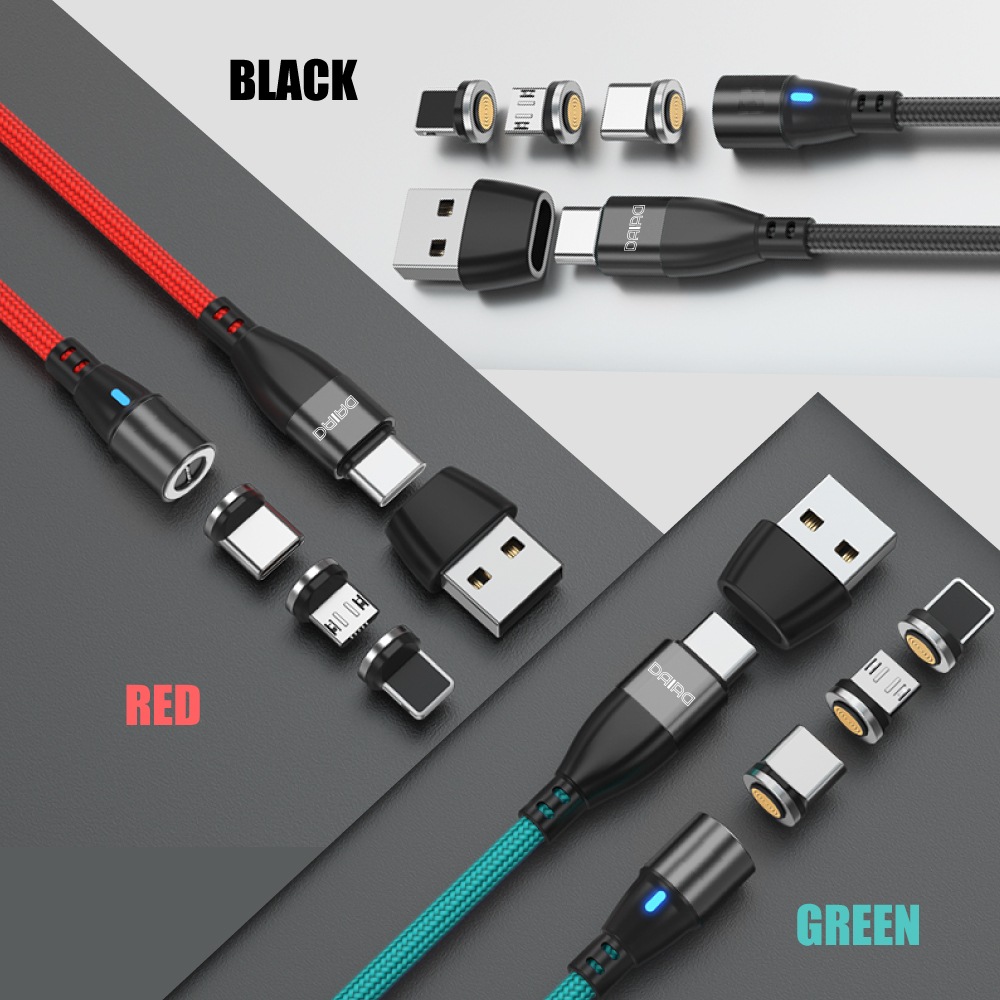 【9PIN 2本セット】PD100W マグネット充電ケーブル 全機種対応 3in1 高速充電 急速 iPhone iPad Lightning Micro USB Type-C Android スマホ タブレット 1m 2m