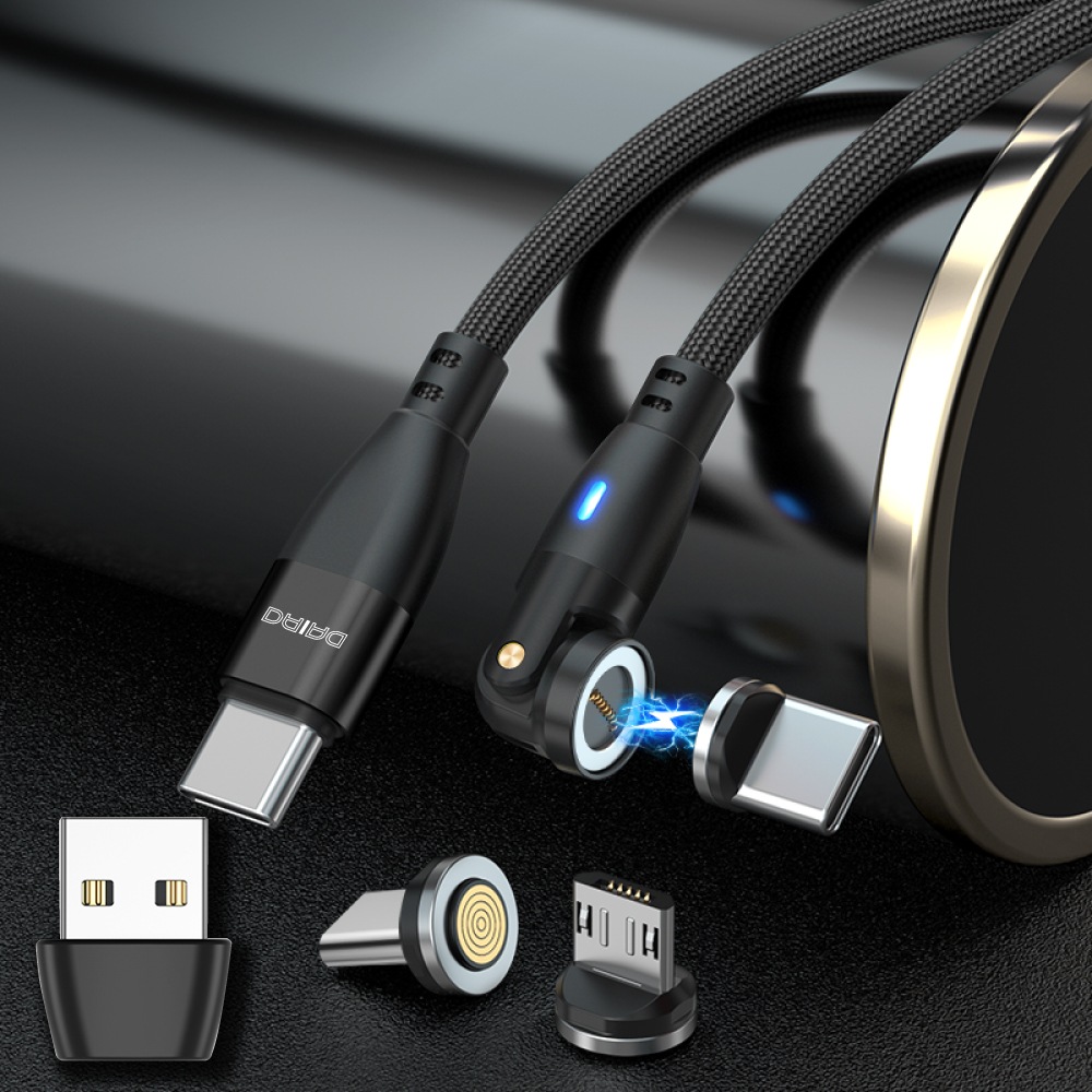 【9PIN 0.5ｍ】PD100W マグネット充電ケーブル 全機種対応 3in1 高速充電 急速 iPhone iPad Lightning Micro USB Type-C Android スマホ タブレット 540度