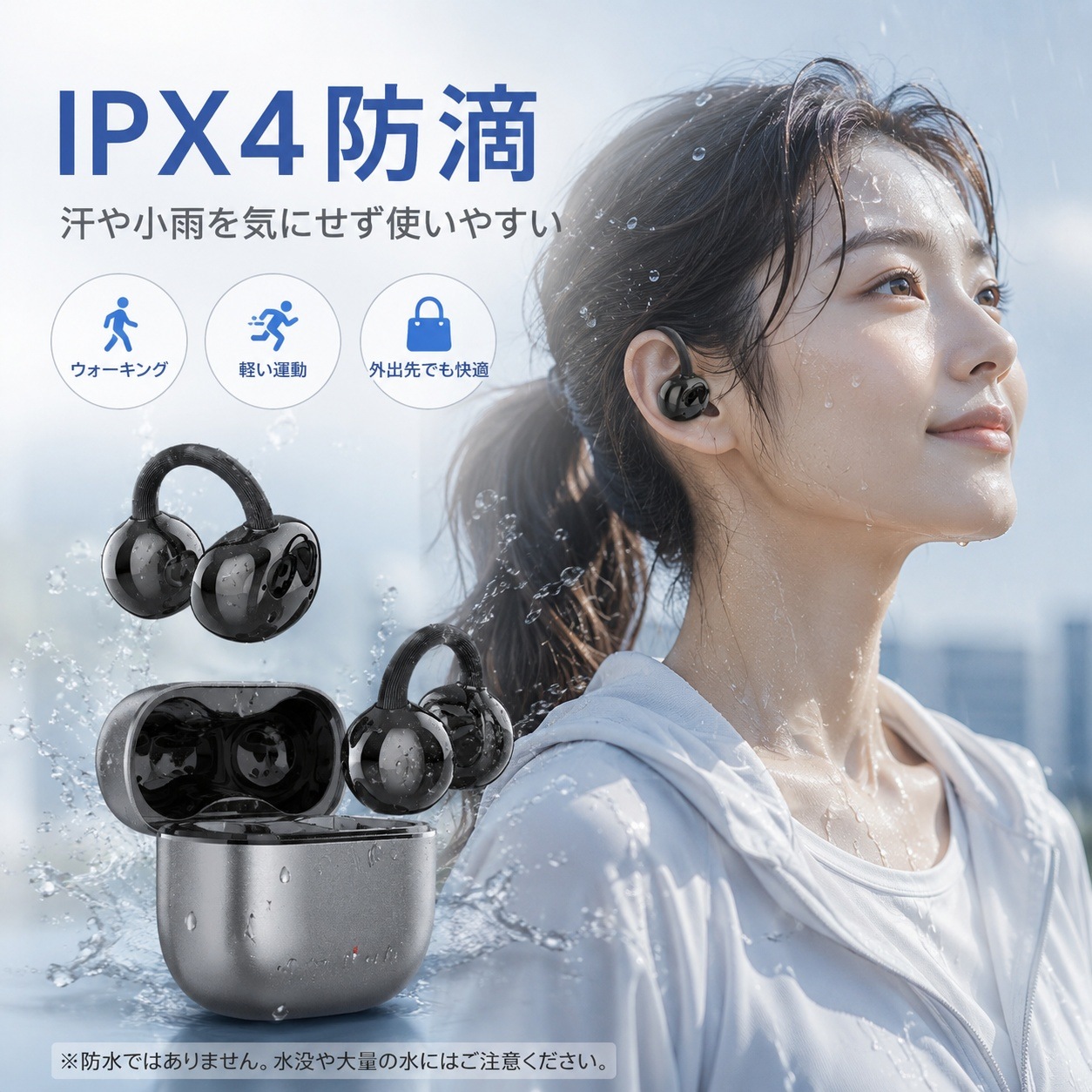 ワイヤレスイヤホン 耳挟み型 オープンイヤー Bluetooth6.0 防水 IPX4 低遅延 自動接続 タッチ操作 軽量 スポーツイヤホン HIFI 高音質