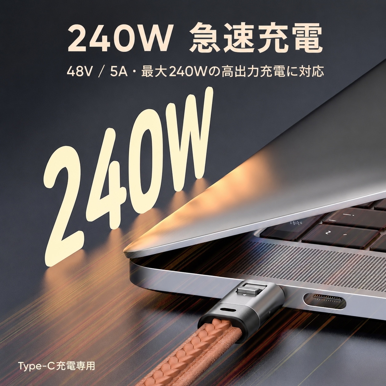 PD240W対応 Type-C レザー ストラップ 充電ケーブル｜短い CtoC 充電専用ケーブル キーホルダー DTC-STP-LTH