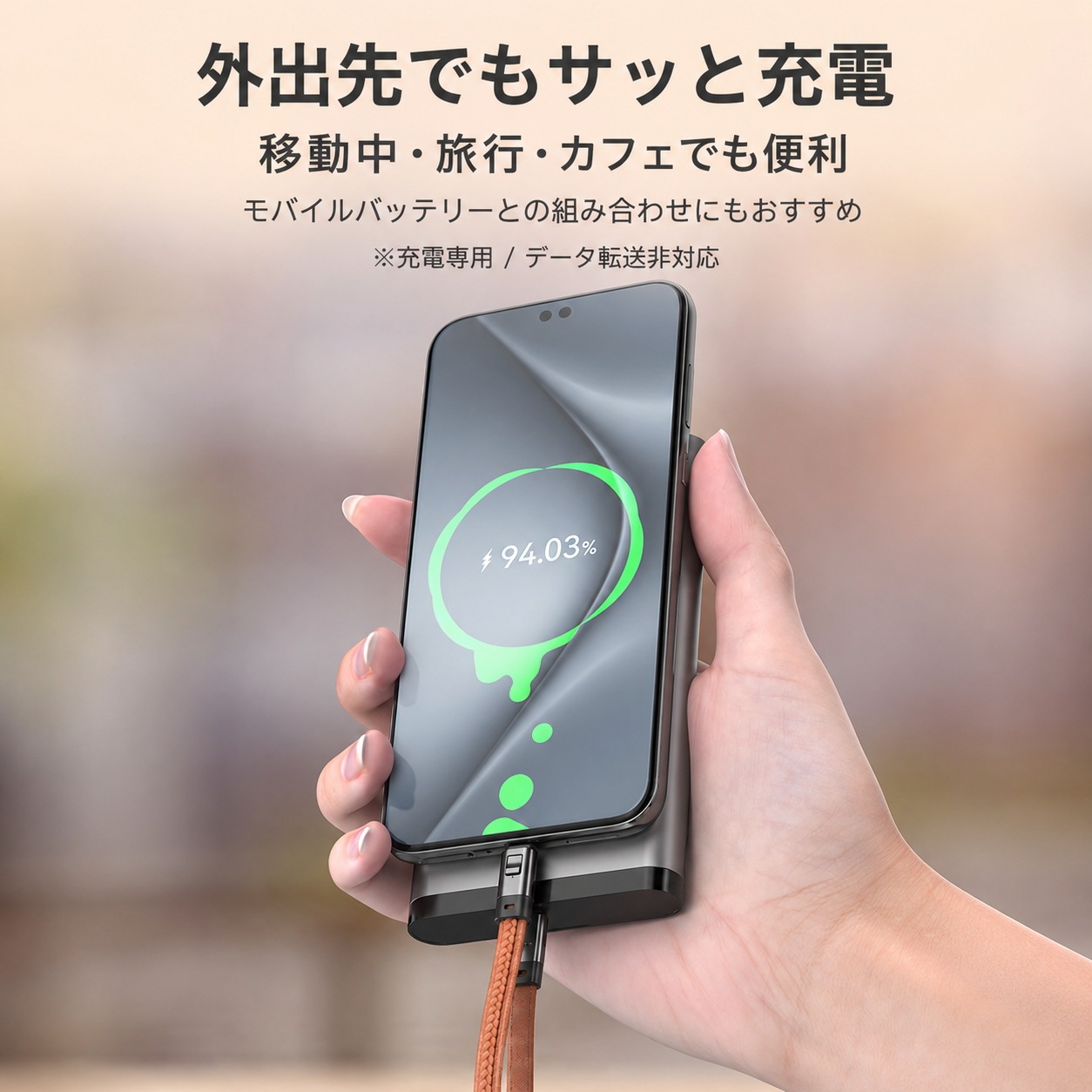 PD240W対応 Type-C レザー ストラップ 充電ケーブル｜短い CtoC 充電専用ケーブル キーホルダー DTC-STP-LTH