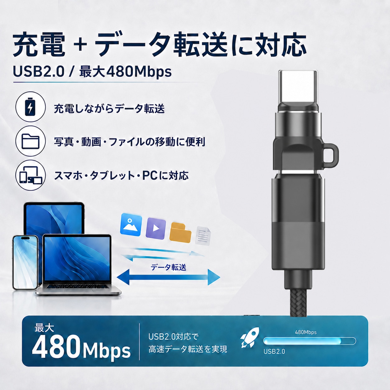 【単体】DAIAD 9PIN マグネット充電 ミニ変換アダプター ストレートタイプ PD240W対応 Type-Cケーブル用