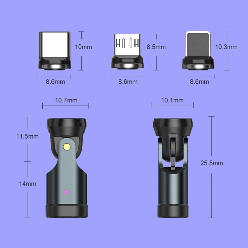 【PD対応】マグネット変換アダプター 3in1 全機種対応 PD240W Type-C MicroUSB Lightning 急速充電 QC3.0 データ転送 iPhone iPad MacBook Galaxy 任天堂スイッチ ノートパソコン LED 防塵 9PIN 端子3個