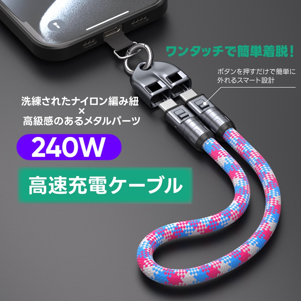 DAIAD 充電ケーブル一体型 スマホショルダーストラップ [Type-C / PD 240W対応]