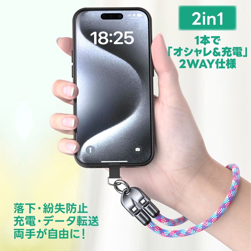 DAIAD 充電ケーブル一体型 スマホショルダーストラップ [Type-C / PD 240W対応]