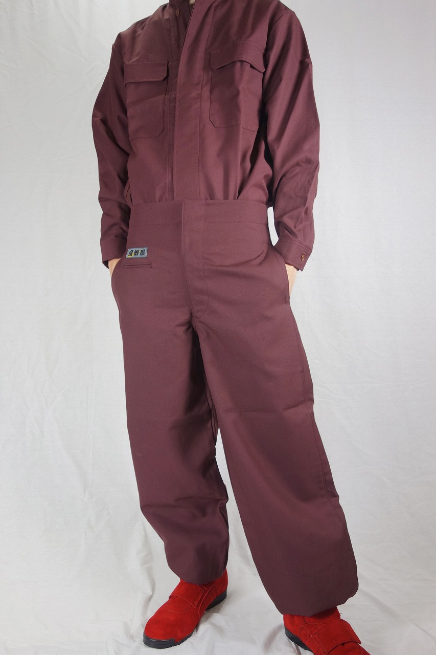 ズボンのみ】日本製廣瀬屋細身江戸前超ロング ベルトループ無し 臙脂