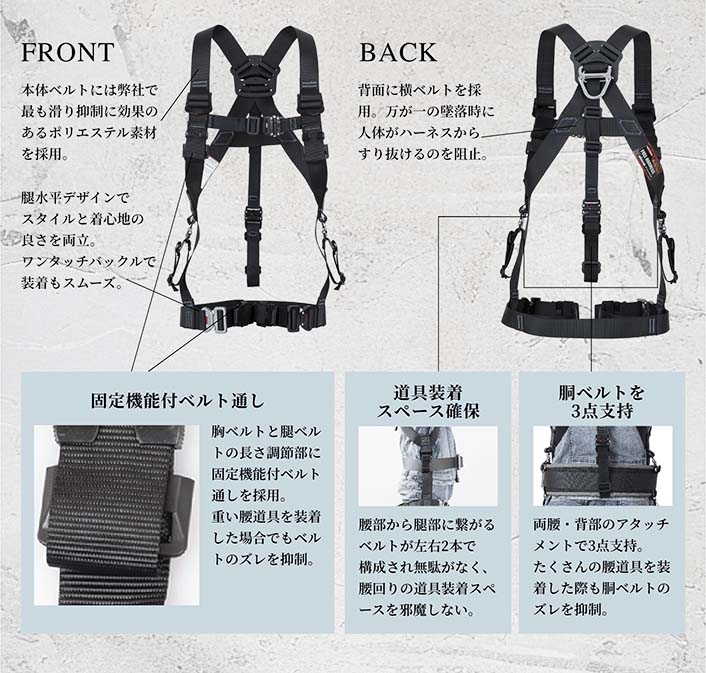 TH-521-OT-BLK-M 墜落制止用器具 フルハーネス型 KITE ハーネス