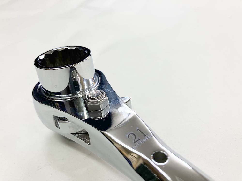 マストツール 八角グリップラチェットレンチ 17×21 総磨きストレート