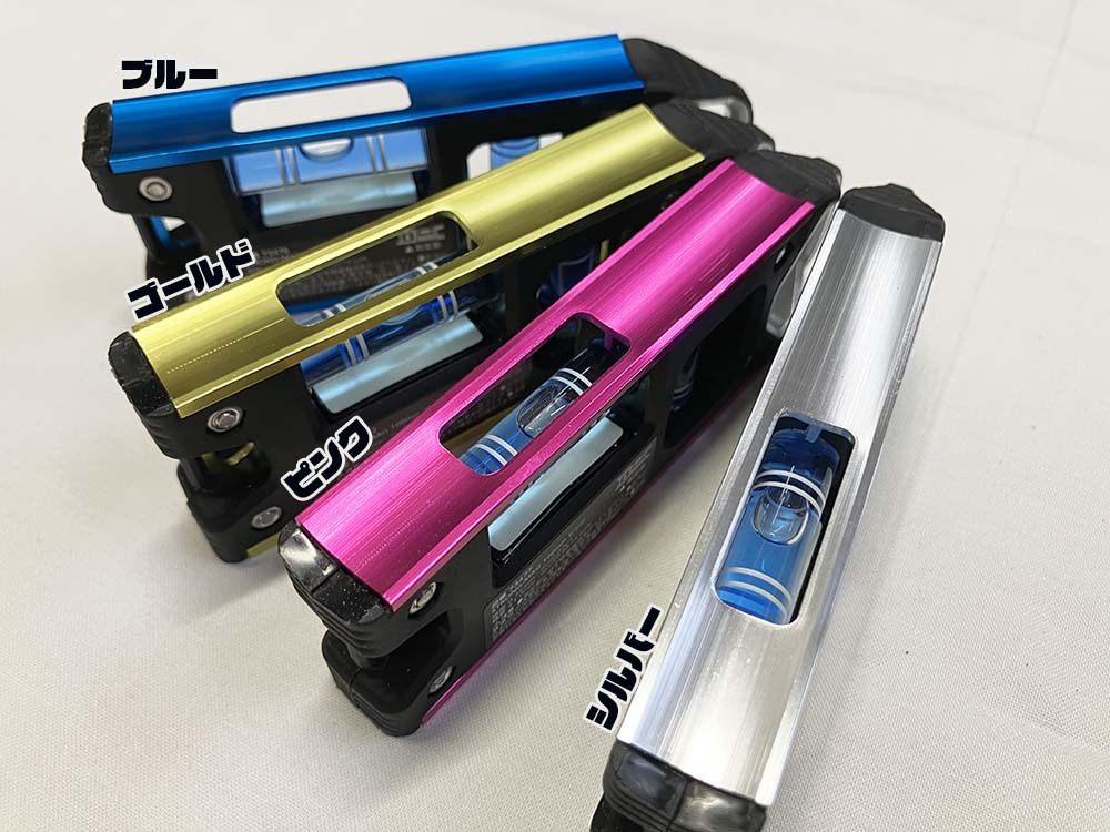 シンワ 仮設工レベル STRONGｰMAG 100㎜ マグネット 全4色 水平器 強力