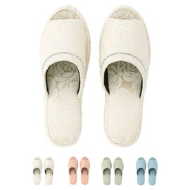 おウチスリッパ 前開きジャガードローズ DF22A07