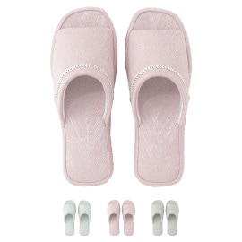 おウチスリッパ 前開きジャガードヒール DF22A35b