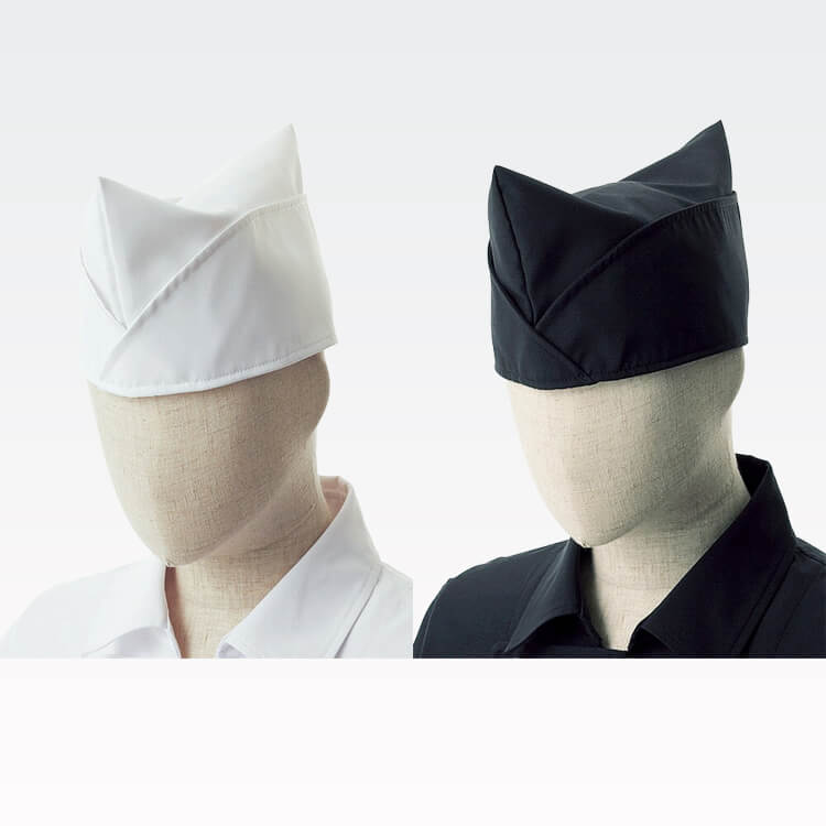 【調理帽子】M～LL　ポリ85％  綿15％  黒色・白色  和食店制服 / 飲食店ユニフォーム (CHIBC6942)