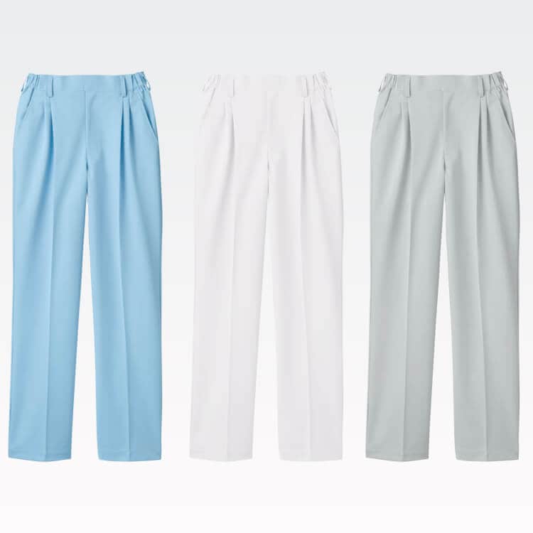 【看護師パンツ メンズ】 透け防止 「ゆったりツータック」 医師ズボン・制電・股下 76/78cm　ドクター/男性用