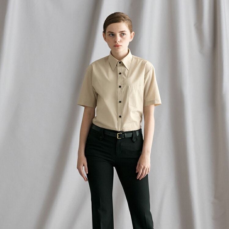 【飲食店制服 半袖シャツ 】 男女兼用・ポリ65％綿35％  SS～4L 12色/店舗ユニフォーム夏服 (CHIEP5963)