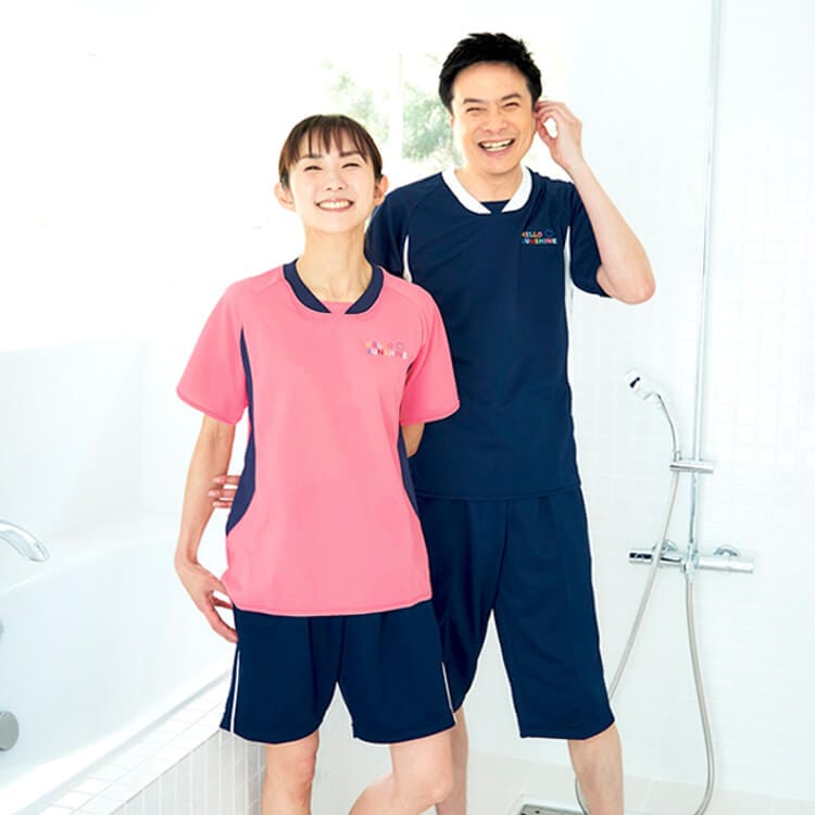 【入浴介助用シャツ 男女兼用】 「水を弾く撥水素材」 通気性抜群 SS～３L 4色