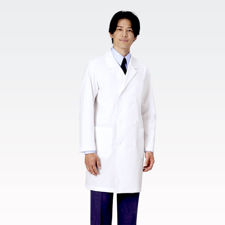 【ドクターコート メンズ】 抗菌・抗ウイルス・制菌 ストレッチ 吸汗 S～3L  薬局・調剤士 診察衣 ホワイト