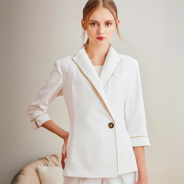 【ドクターブレザー レディース】八分袖「制菌＆透け防止」防汚加工 7～15号  白衣ジャケット / 女性用