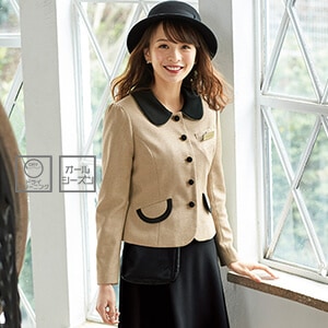 【受付制服ジャケット】 かっちり＆かわいいオフィス制服 ベージュ 5号～19号/ショールーム接客制服