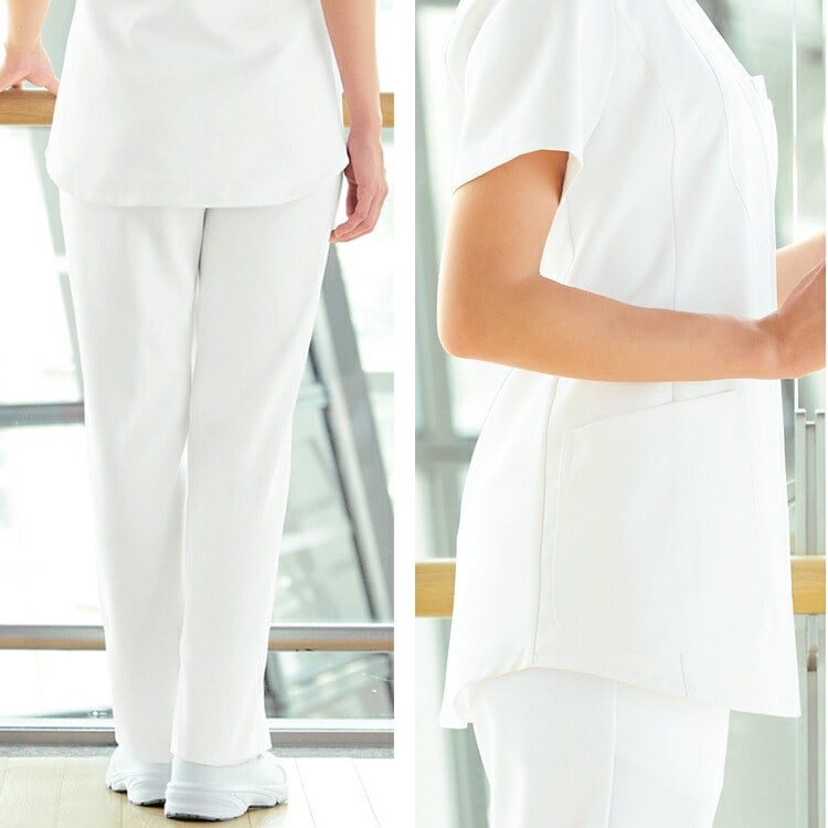 【エステ白衣パンツ レディース】 ウェストゴム 股下フリー 83cm　S～5L  ナース服ズボン/女性用