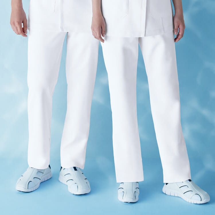 【看護白衣パンツ メンズ】 ウェストゴム  股下フリー 90cm　S～5L  2色　医師ズボン/男性用