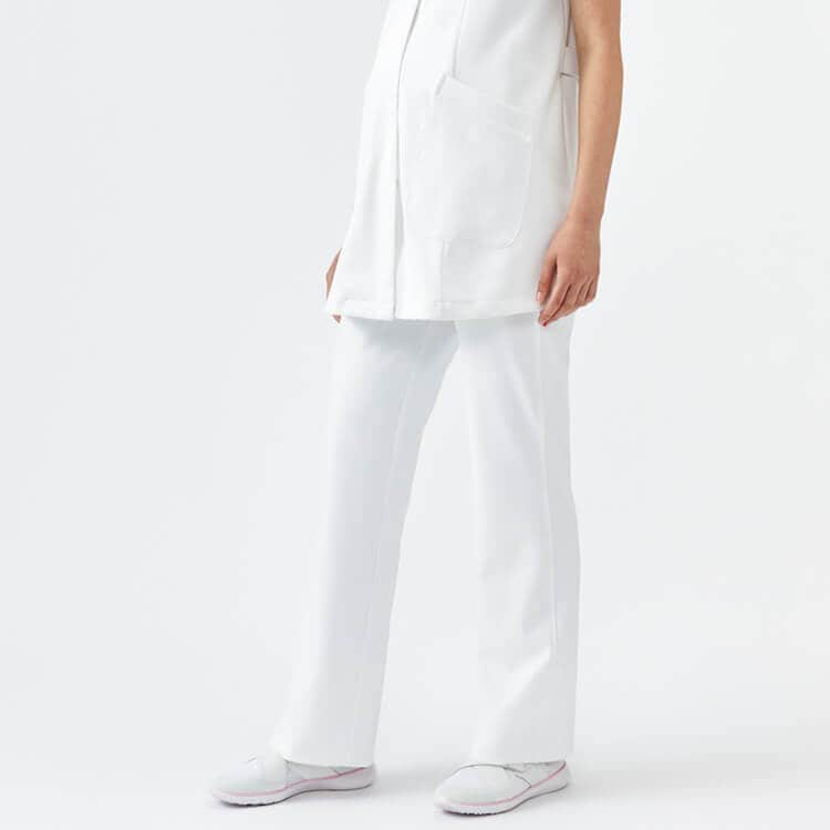 【マタニティ 白衣パンツ】 看護師 妊婦用ズボン・透け防止 M～L　ポリ100％  ナース服/ルコック (AKSUQW2026)