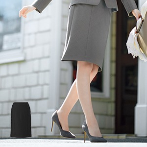 【事務服スカート ドット柄】enjoy ストレッチ・55cm丈・家庭洗濯可 5～23号 2色 会社制服 / オフィスユニフォーム