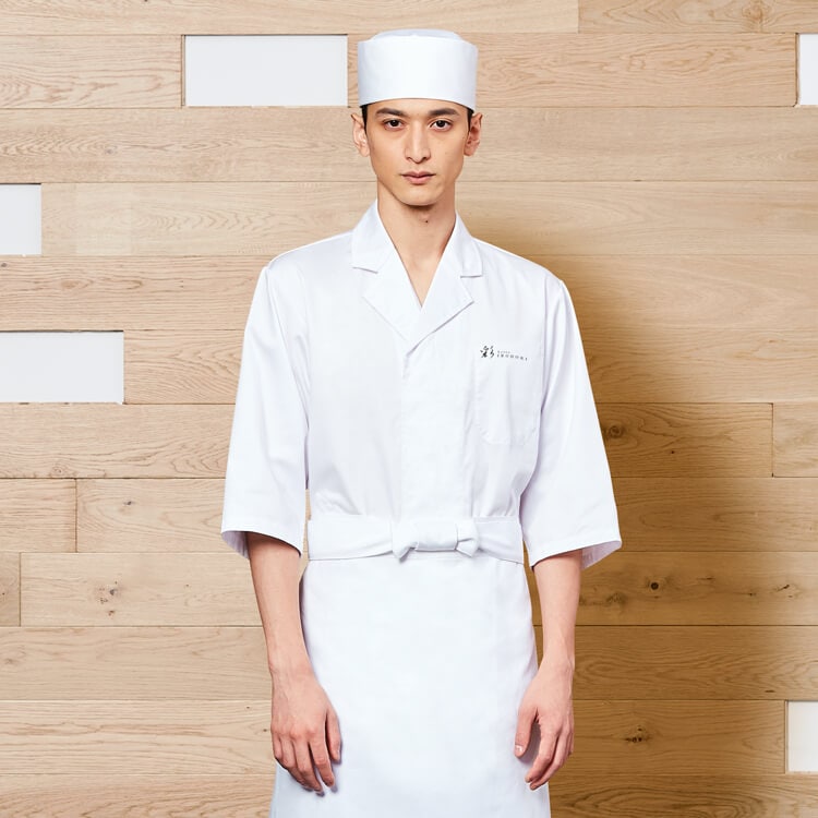 【和食調理白衣 7分袖】 男女兼用・速乾 綿70％ ポリ30％　SS～5L　料理屋制服/寿司屋白衣