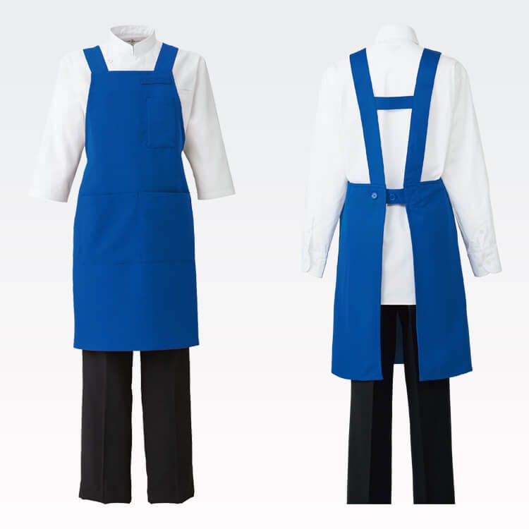 【飲食店制服エプロン】 H型  撥油  ストレッチ  前中心丈 78cm/スタッフユニフォーム